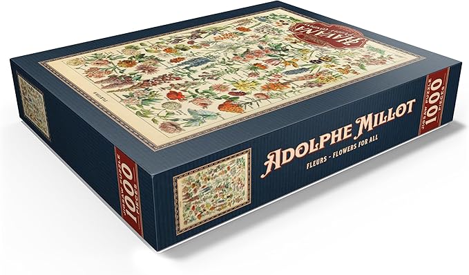 MyPuzzle Fleurs - Flowers for All, Vintage Art Poster, Adolphe Millot - Premium 1000 Piece Jigsaw Puzzle for Adults