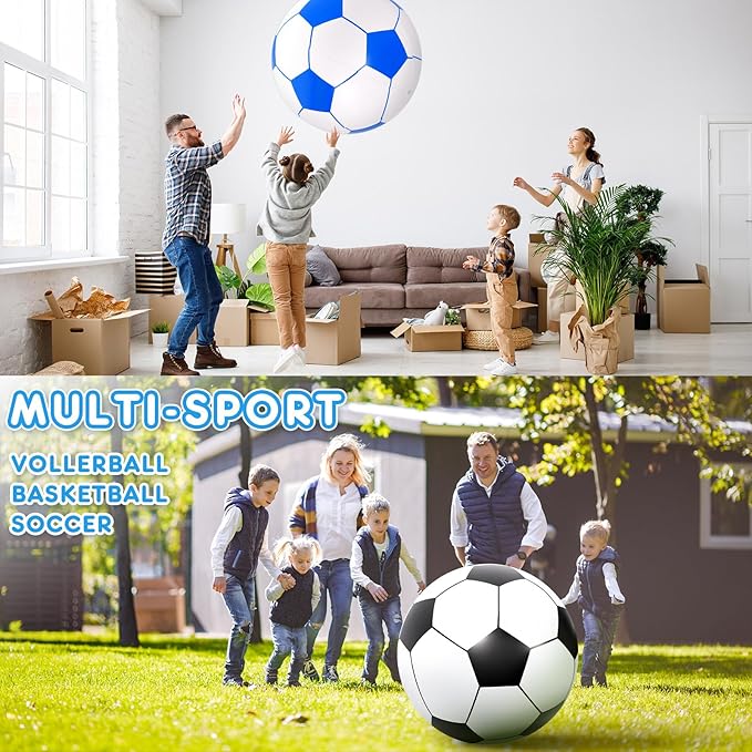 Lewtemi 2 Pcs 40 Inch Giant Inflatable Soccer Ball Large Huge Beach Balloons Oversized Football Sport Birthday Party Decoration Favor Gift Pool Supplies for Outdoor Piñata Activity