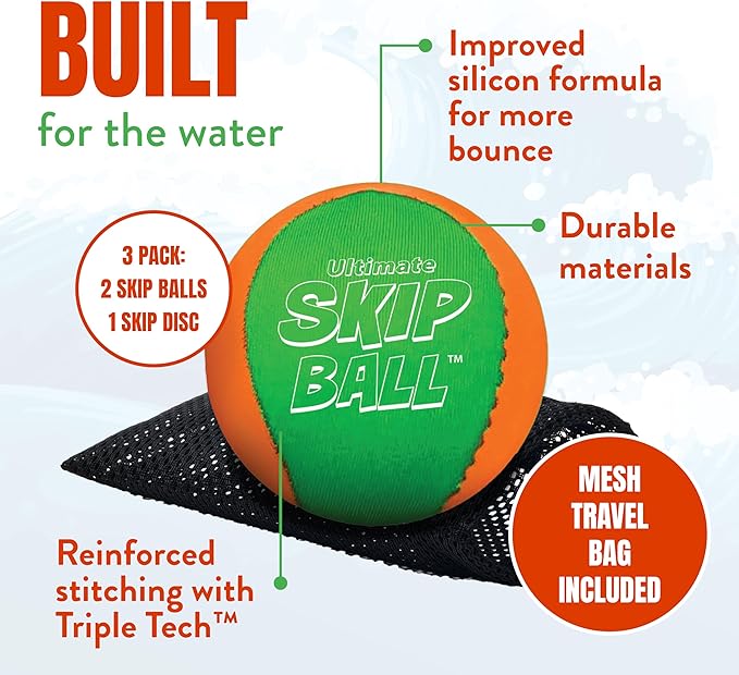 Activ Life The Ultimate Water Skip Balls, Water Bouncing Ball for Swimming Pool, Beach Toys for Friends, Family, Kids and Adults