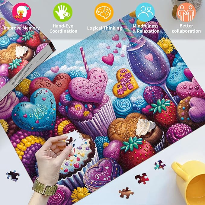 Chocolate Delight Jigsaw Puzzle, Puzzles for Adults 1000 Pieces, Home Decoration Puzzle, Interlock Perfectly No Dust, Gifts for Valentine's Day Easter