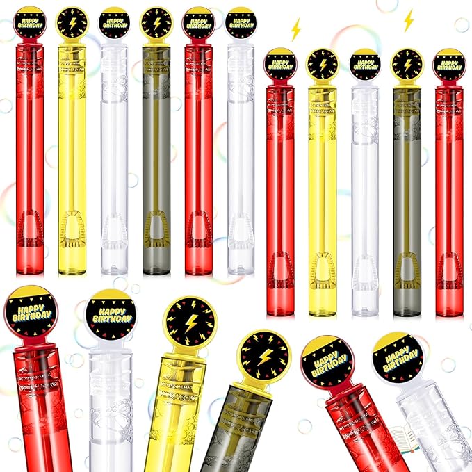 24 Pcs Bubbles Birthday Party Favors for Kids Cartoon Animation Bubble Wand Bulk Video Game Anime Themed Party Decorations Birthday Toy Supplies for Toddlers