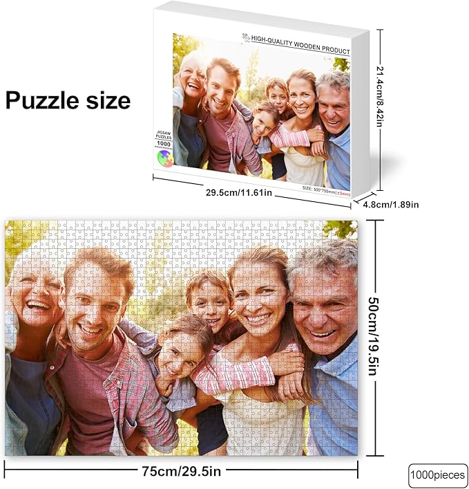 Make a Puzzle from a Photo, Personalized Jigsaw Puzzles 1000 Pieces, Picture Puzzle Custom for All Ages, Perfect for Christmas and Family Fun, Make Your Picture Puzzles with RoyAroma (29.5 * 19.5 in)