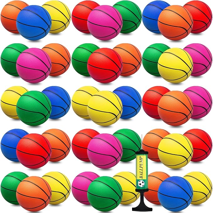 42Pcs 6" Mini Basketball Set, PVC Small Basketballs for Over The Door Hoop Games, Party Favors, Indoor Outdoor Play, Adults Kids, Pool Beach, Colorful