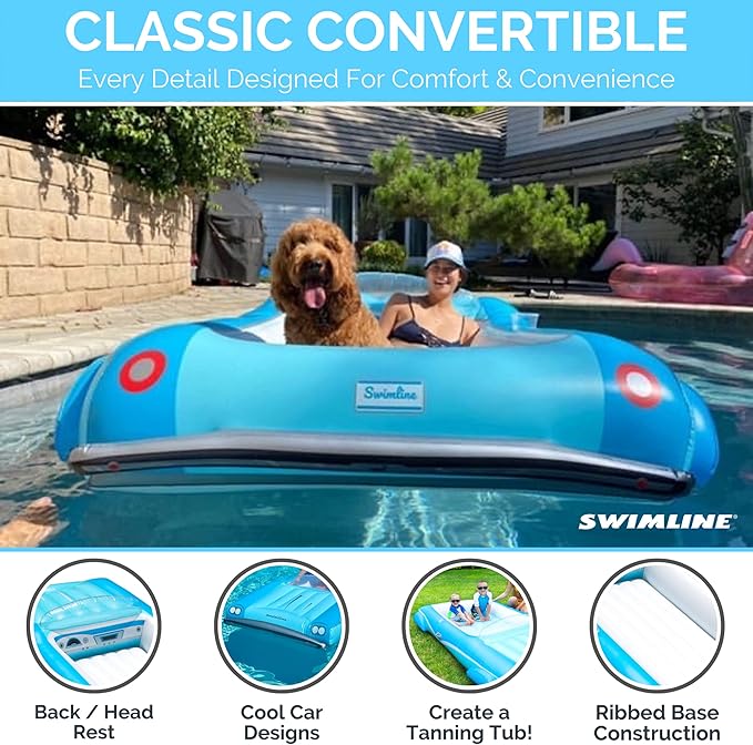 SWIMLINE Inflatable Swimming Pool Float Lounger Raft Mattress, Fun Mat, Classic Convertible, Blue