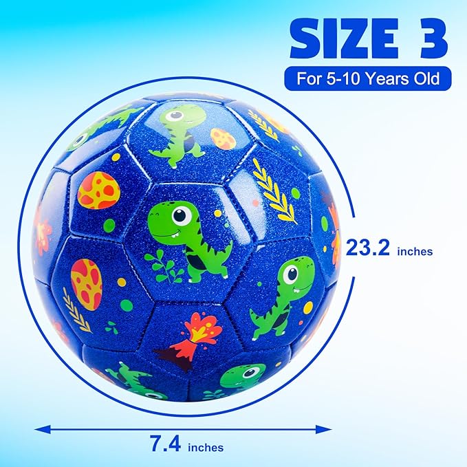 U&C Planet Soccer Ball Size 2 Size 3 Size 4 for Toddler Kids with Pump Deflated, Cartoon Unicorn Dinosaur Soccer Ball Toy for Girls Boys 1-3 2-8 6-12