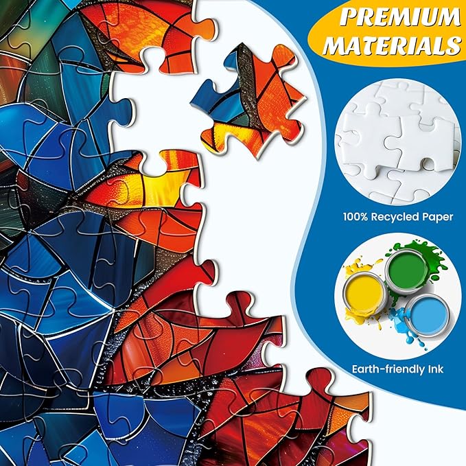 Puzzles for Adults 500 Pieces,Stained Glass Flower Puzzle,Impossible Hard Difficult Challenging Puzzle for Adults, Mosaic Flower of Life Jigsaw Puzzles 500 Pieces, Perfect for Game Nights 20.5X 15in