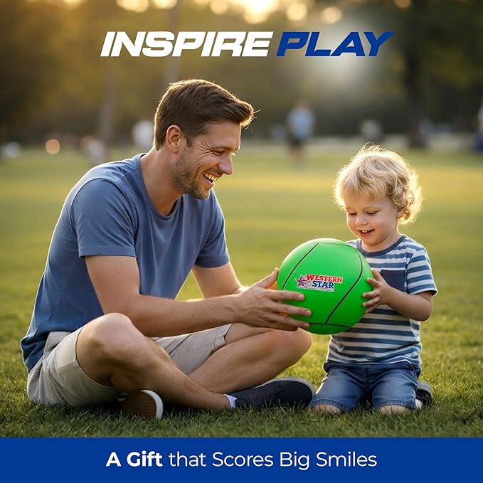 Western Star Tetherball Game Set - Soft-Touch Tether Ball with 2 Reinforced Attached Ropes - Outdoor - 4 Colors - Classic Family Game