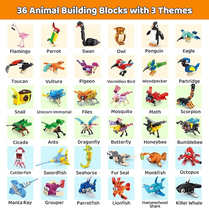 36 Packs Mini Building Blocks Set Party Favors Building Blocks for Kids 4-8, Goodie Bags Stuffers for Kid, Prize Box Toys for Kids Classroom
