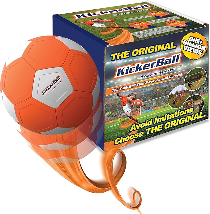 Kickerball - Curve and Swerve Soccer Ball/Football Toy - Kick Like The Pros, Great Gift for Boys and Girls - Perfect for Outdoor & Indoor Match or Game