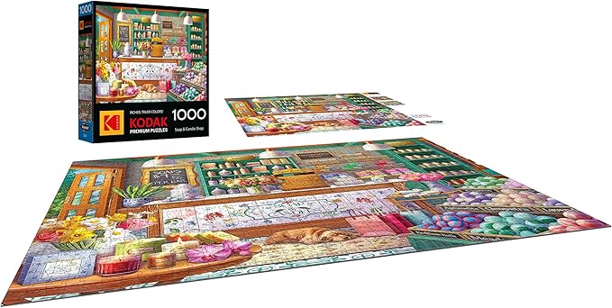 RoseArt - Kodak Premium - 1000 Piece Jigsaw Puzzle for Adults – Soap & Candle Shop – Cozy Boutique with Flowers, Candles & Bath Bombs – Relaxing Home Décor Scene – 26.625 x 19.25 Inches
