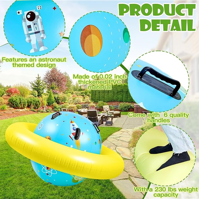 Poen Inflatable Dome Rocker Bouncer 63''L x 63''W x 39''H, Blow up Climbing Rocker Kids Giant Inflatable Bouncer Seesaw Outdoor Roll and Play Seesaw Dome Toddler Gaint Balance Game with 6 Handle