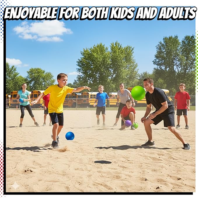 7-inch Dodgeballs For Kids & Adults (6 Pack) - Rubber Kickball Playground Four Square Balls With Pump - Colorful Indoor Or Outdoor Play Sports Balls For School PE Class, Recess, Backyard Game