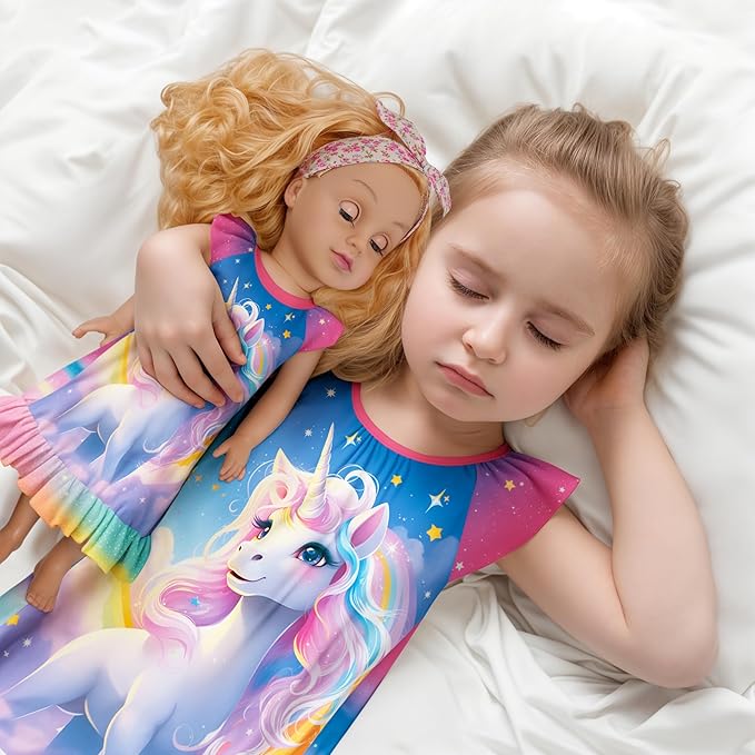 LQSZ Doll and Girl Matching Nightgown Outfit Pajamas Nightie Nightgown for Girls and Dolls Clothes
