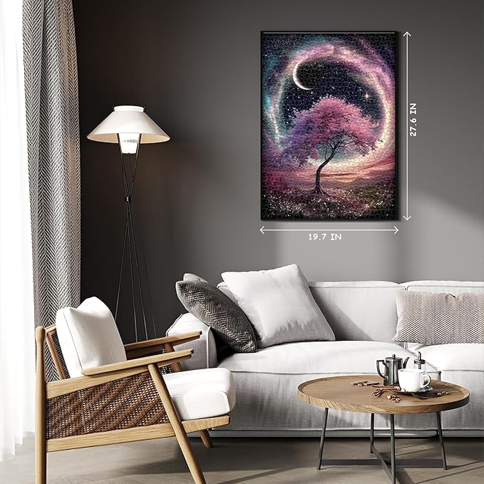 Tree of Life Starry Night Puzzle 1000 Pieces, Fantasy Plant Landscape Scenery Puzzles for Adults, Nature Scenic Challenge Jigsaw Puzzle