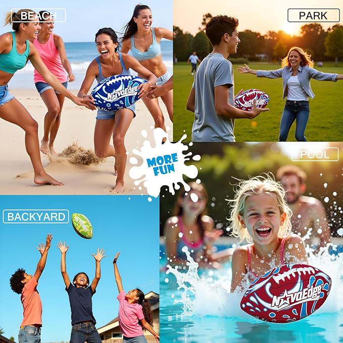 Hydro Water Football - 10.4-Inch Neoprene Pool Football for All Ages | for Water Play in Pool, Lake & Beach | Secure-Grip with Real Laces | Includes Pump | Choose 1 or 2 Ball Pack