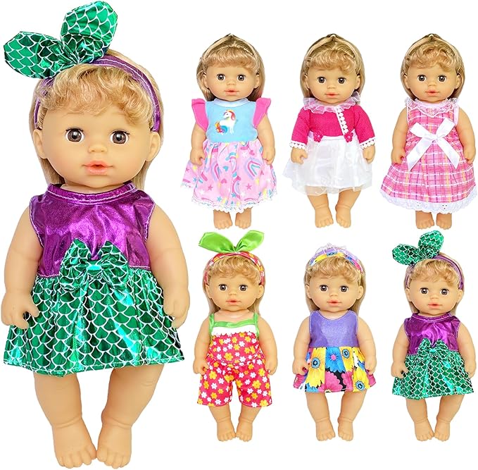 6 Sets Girl Baby Doll Clothes Dress Outfits Accessories for 10 -12 Inch Baby Girl Doll
