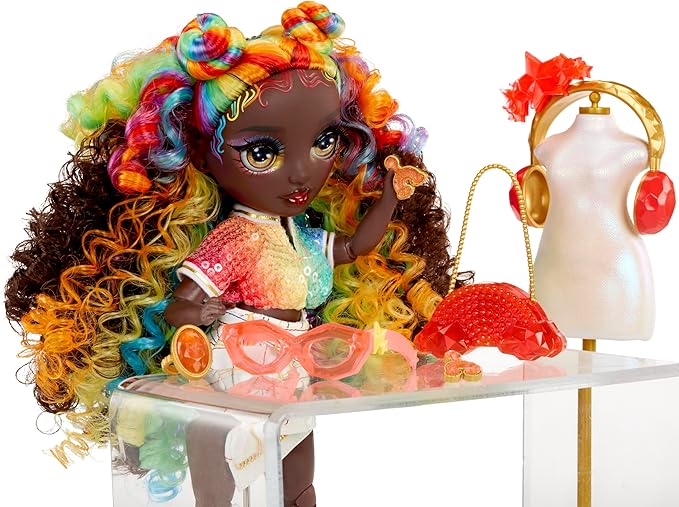 Rainbow High Creative Crystals Iris - Rainbow 11” Fashion Doll with Crystal Accessory Make It Kit, Ring for You, DIY, Crafts, Resin Play, Kids Gift 8+