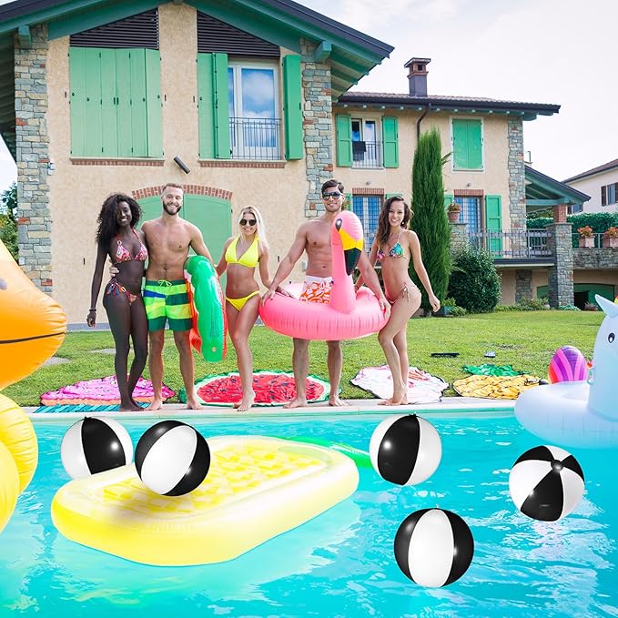 12 Pcs 16'' Beach Ball PVC Inflatable Ball Bulk Blow up Pool Balls for Swimming Pool Summer Hawaiian Tropical Theme Party Favors Decorations Favors Supplies