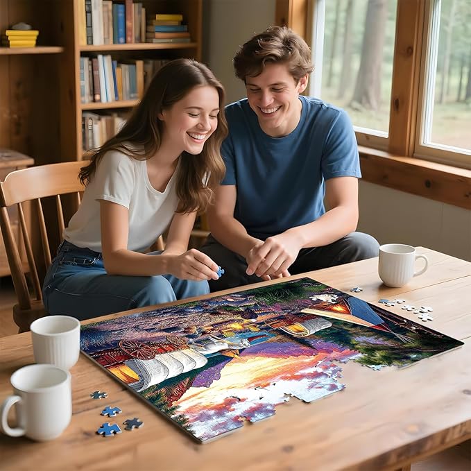 500 Pieces Puzzle for Adults, Puzzles for Adults 500 Pieces, Mountain Lake Horse Camping Jigsaw Puzzle, Home Decor Birthday Party Gift Toy, Finished Size is 20.5 X 15 in