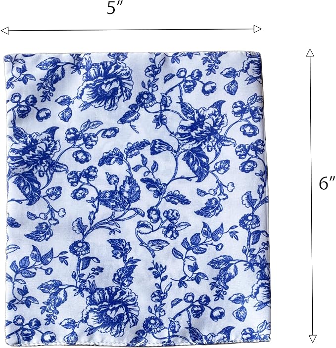 1:12 Scale Dollhouse Bedding Set for 6-Inch Dolls, 5-Piece Comforter, Pillows & Blanket, Realistic Mini Bedroom Accessories, Blue Floral & White Design