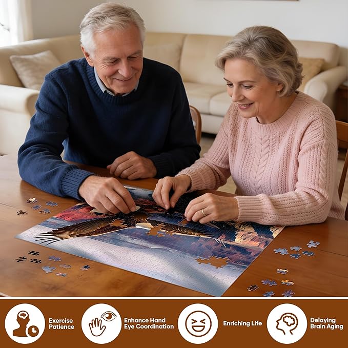 Jigsaw Puzzles for Adults 500 Pieces, Eagle Puzzles for Teens Elderly Interlock Perfectly Letter on Back No Dust, Home Decor Family Fun Puzzle Games Toys Gift for Men Women Seniors (21"X15")