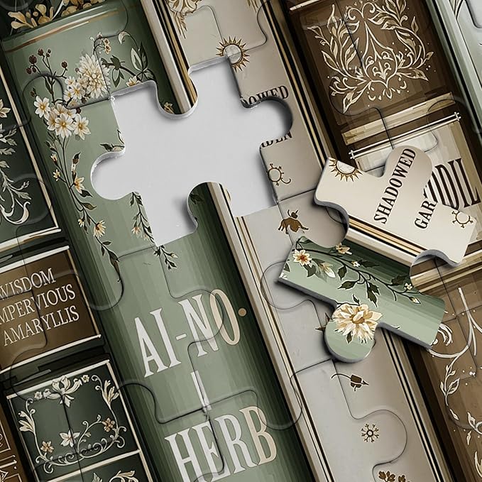 Art Flower Book Puzzles for Adults 1000 Pieces Nature, Retro Floral Inspirational Impossible Aesthetic Jigsaw Puzzles, Wildflower Scripture Bible Faith Challenging Puzzle