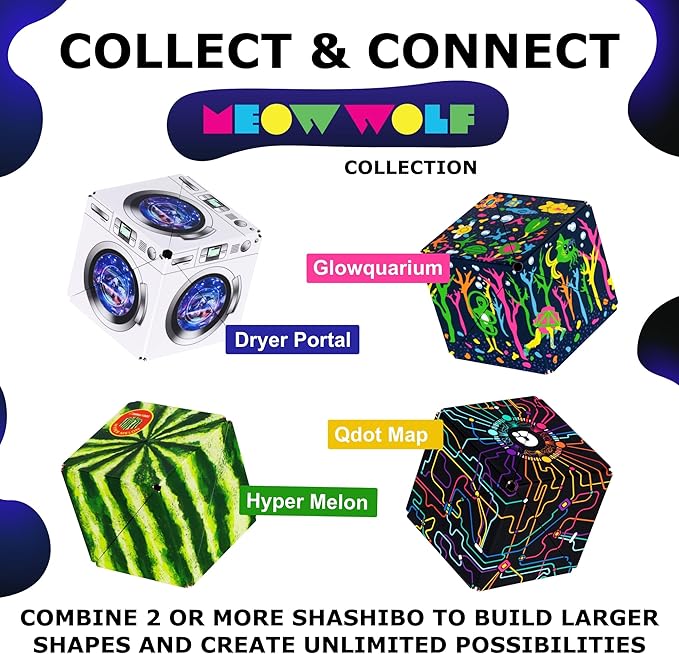 Shashibo Shape Shifting Box - STEM Fidget Toy with Ultra Strong Magnets - Sensory Puzzle Cube Transforms Into 100+ Shapes, Easter Basket Stuffers Gift for Kids, Teens, and Adults (Glowquarium)