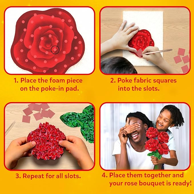 Skillmatics Poke-in Art - Rose Bouquet, Mess-Free Fun for Kids, DIY Wood Craft Kits, Creative Activity, Gifts for Girls & Boys Ages 4, 5, 6, 7, 8, 9, 10, 11, 12