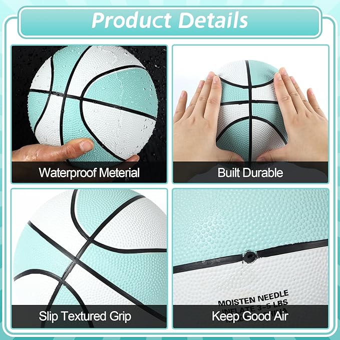3 Pack Water Pool Basketball Aqua Blue Rubber Waterproof Water Basketball for Swimming Pool Ball Lake Hoop Games
