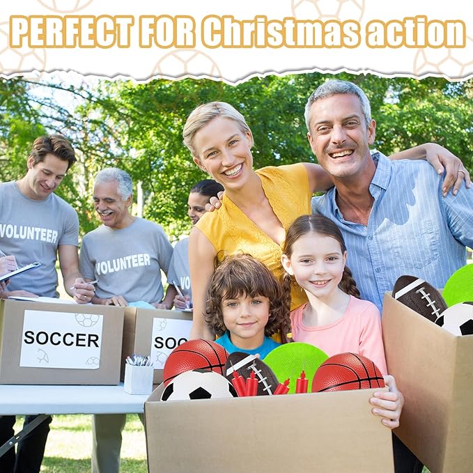 Operation Christmas Balls Bulk with Pump for Kids 5" Deflated Soccer Basketball Football 6.3" Playground Balls Christian Charity Donation Supplies for Toddlers Indoor Outdoor