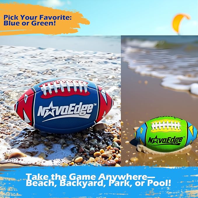 8.5-Inch All-Weather Football for Kids | Land & Water Play on Lawn, Playground, Pool, Beach | Waterproof with Grips & Laces | Includes Pump | Choose 1 or 2 Ball Pack