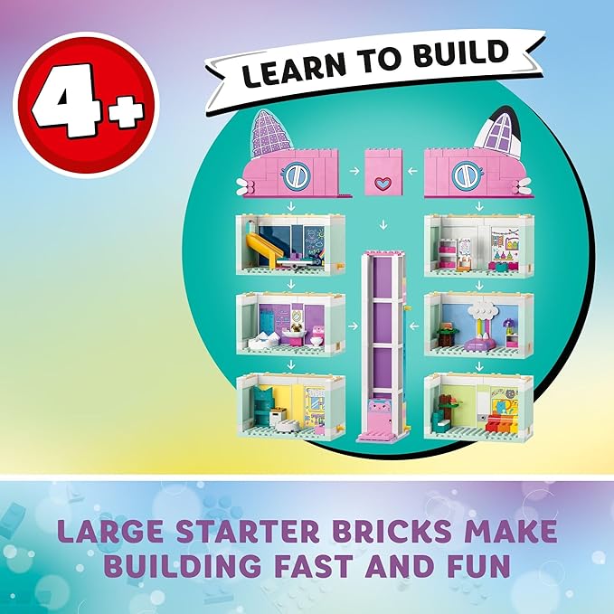 LEGO Gabby's Dollhouse Building Toy - Pretend Play Toy Figures & Playsets for Girls & Boys, Ages 4+ Years - Gift for Birthdays - 8 Room Dollhouse W/ 4 Minifigures - 10788