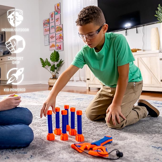 Nerf Slingshot Challenge - Kids Slingshot Bowling Game Set - Toy Target Game for Kids - Foam Ball Shooter Balls Included - Fun Toy for Boys + Girls
