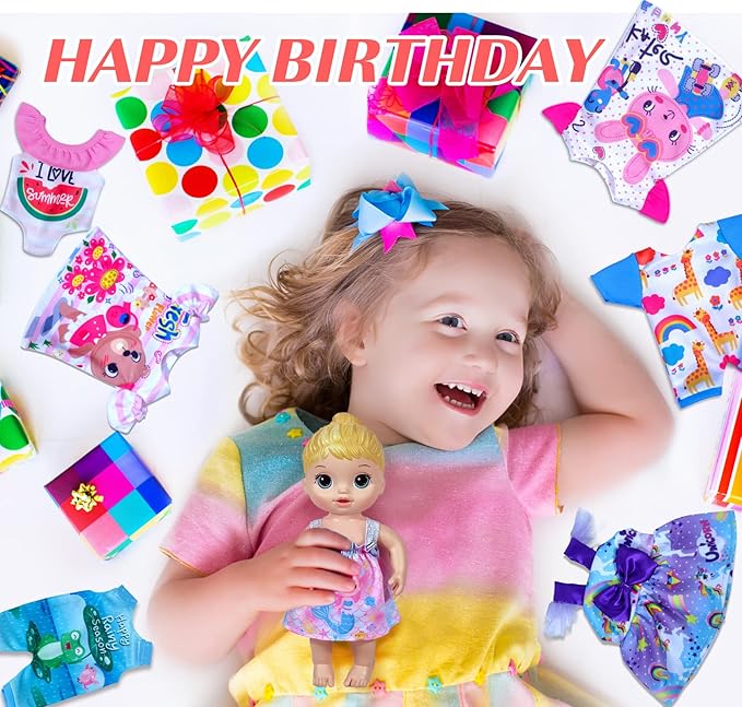 ARTST Alive Baby Clothes, 7 Sets Baby Doll Clothes Accessories Dress Swimsuit Outfit for 10-12 Inch Dolls Girls Birthday Xmas