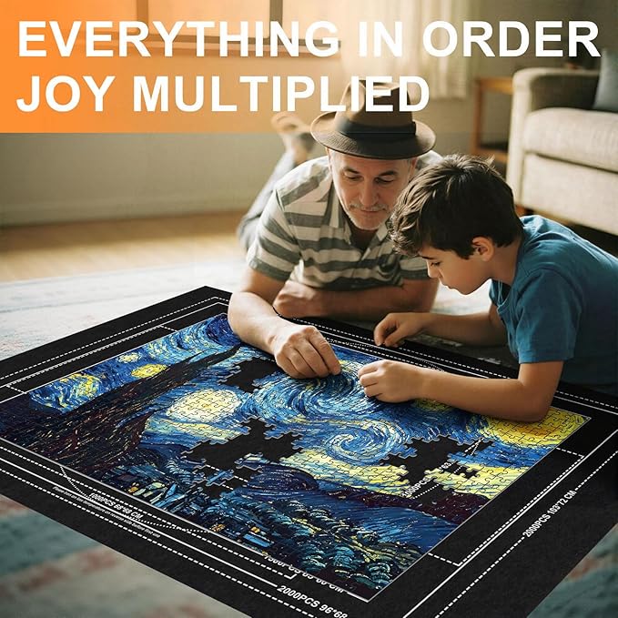 Napzy Jigsaw Puzzle Mat with 8 Sorter Trays, Roll Up Storage for 2000 1500 1000 Pieces Puzzle, Portable Puzzle Saver & Organizer, Inflatable Tube, Air Pump, Straps & Carry Bag for Travel