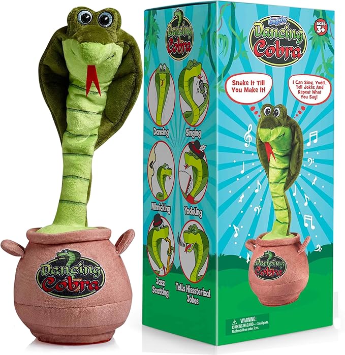Gagster Dancing Cobra Snake - Dancing, Talking, Mimicking Cobra Snake Toy, Great for Kids & Adults, Singing, Joking, and Repeating What You Say, Hilarious Gag Gift Plush Novelty Mimic Toy