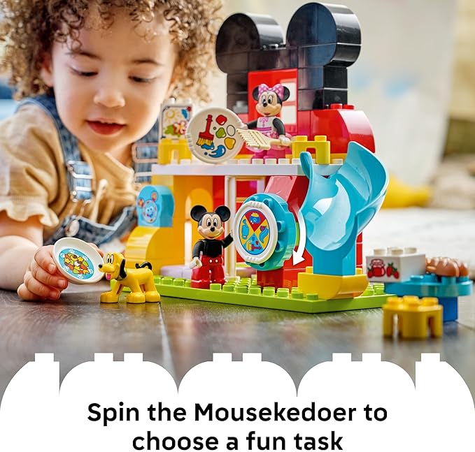 LEGO DUPLO Disney Mickey Mouse Clubhouse with Minnie & Pluto Building Toy - Fine Motor Skill Toy for Toddlers, Ages 2+ - Mickey Mouse Toy for Boys & Girls - Birthday Gift for Kids - 10465