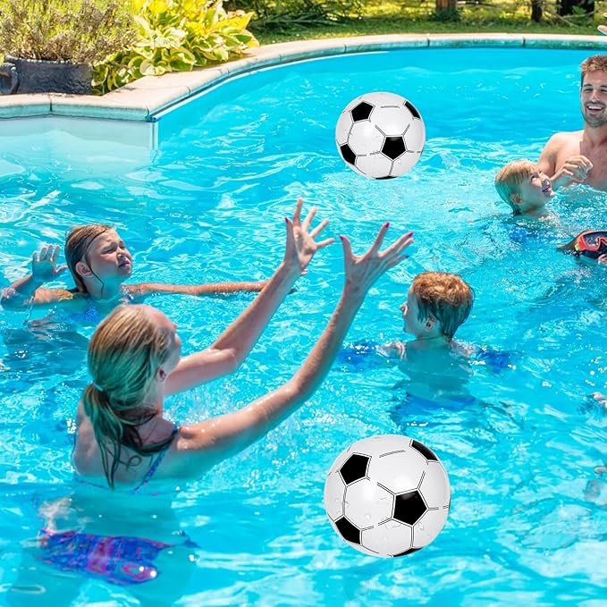 30 Pieces Inflatable Soccer Beach Balls, 8 Inch PVC Blow Up Bouncy Balls Bulk Beach Toy for Sports Themed Soccer Birthday Party Decorations Summer Beach Pool Game Water Sand Party Favors