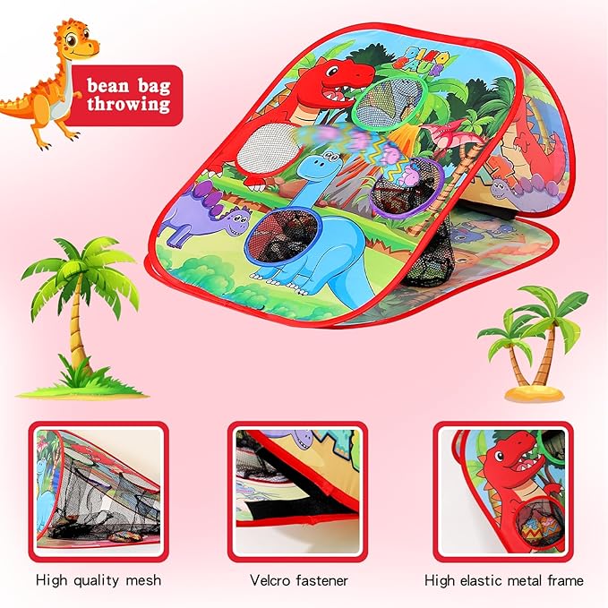 Bean Bag Toss Game for Kids/Double-Sided Foldable Cornhole Board/Backyard Beach Yard Outdoor Toys for Kids Ages 4-8/5-Second Setup/Party Supplies for Kids