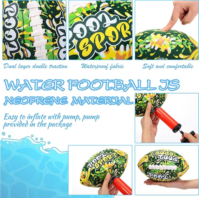 2 Pieces Water Football for Kids 9 Inch Swimming Pool Waterproof Outdoor Beach Football Pool Game for Kids Teens Adults