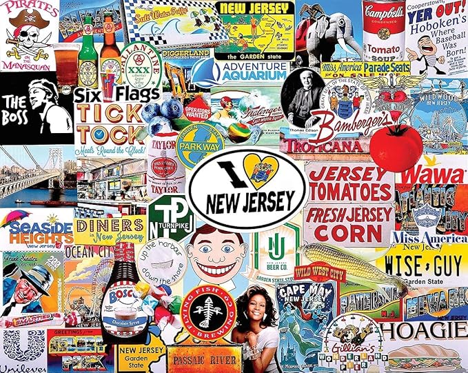White Mountain 1000 Piece Jigsaw Puzzle Garden State Collage Puzzles with Large Pieces for Adults and Family 24"x30" – I Love New Jersey