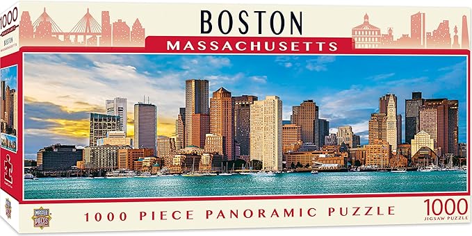 MasterPieces - 1000 Piece Jigsaw Puzzle, Boston Skyline Panoramic, Fun for Adults, Family, Kids 13"x39