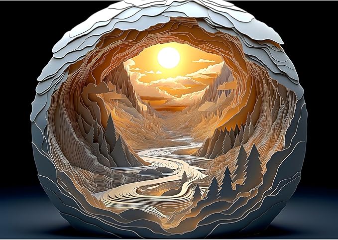 Blueforest Magic Eye 3D Puzzle - 1000 Piece Jigsaw Puzzle for Adults - Dawn Cave Autostereoscopy Challenge, No Glasses Needed (27.5x19.7 Inch)