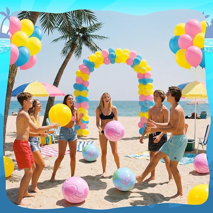 12 Pcs Cartoon Style Beach Balls 7.87 Inch Jellyfish and Coral Marine Creatures Inflatable Beach Balls for Cartoon Fans Tropical Hawaii Summer Swimming Pool Water Games Party Favors
