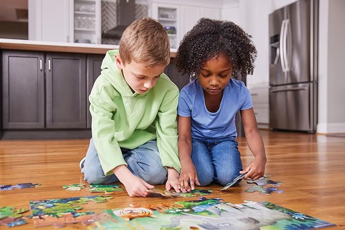 Crocodile Creek 36-Piece Jigsaw Floor Puzzle - Fun Floor Puzzles for Kids Ages 3-5 - Heavy-Duty Shaped Box for Storage - All Aboard - 24" W x 18" H Finished