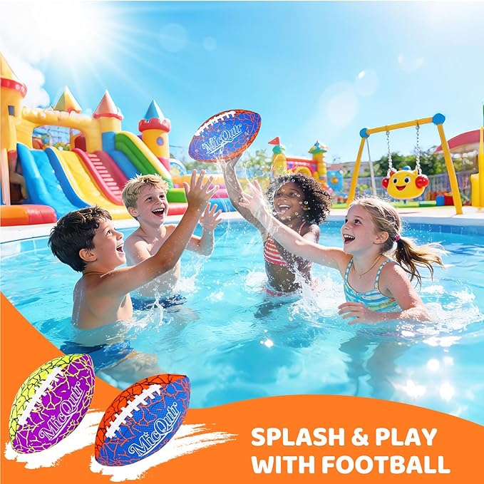 Pool Beach Water Football, 9.25 Inch Waterproof Floating Football with Textured Grip & Air Pump, Outdoor Summer Sports Toy for Lake Swimming Family Games, Gifts for Kids Teens