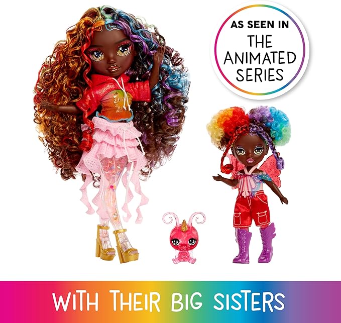 Rainbow High Littles Rainbow Fantasy Fairies + Pet – Astrid, Rainbow 5.5" Posable Small Doll & Fantasy Butterfly Pet with Interchangeable Fairy Wings, Kids Gift 4+