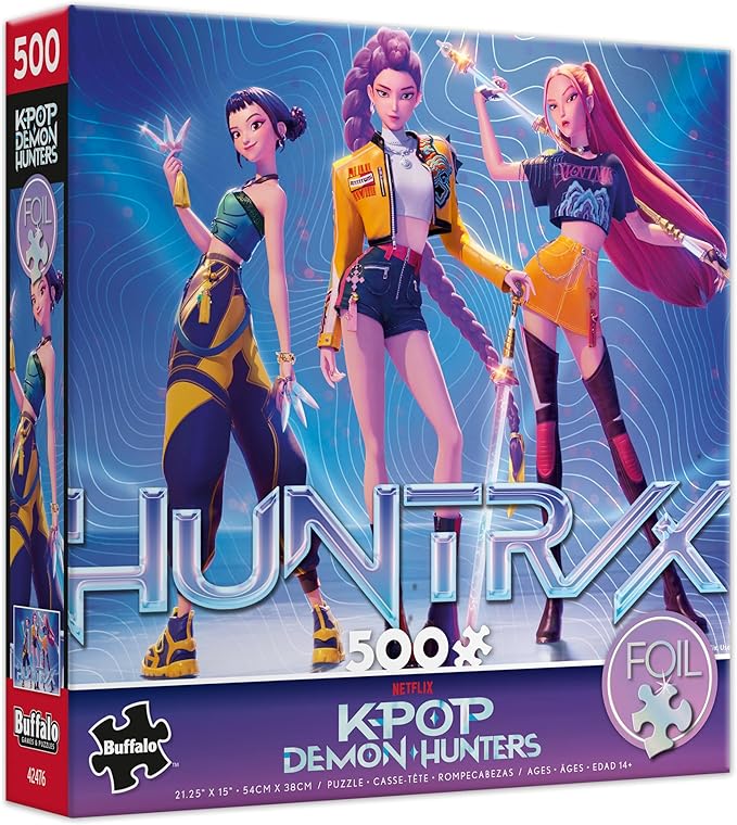Buffalo Games – Kpop Demon Hunters - for The Fans - 500 Piece Foil-Finish Jigsaw Puzzle - Colorful Puzzles for Adults – Precision-Cut Pieces, Beautiful Artwork, and Hours of Fun
