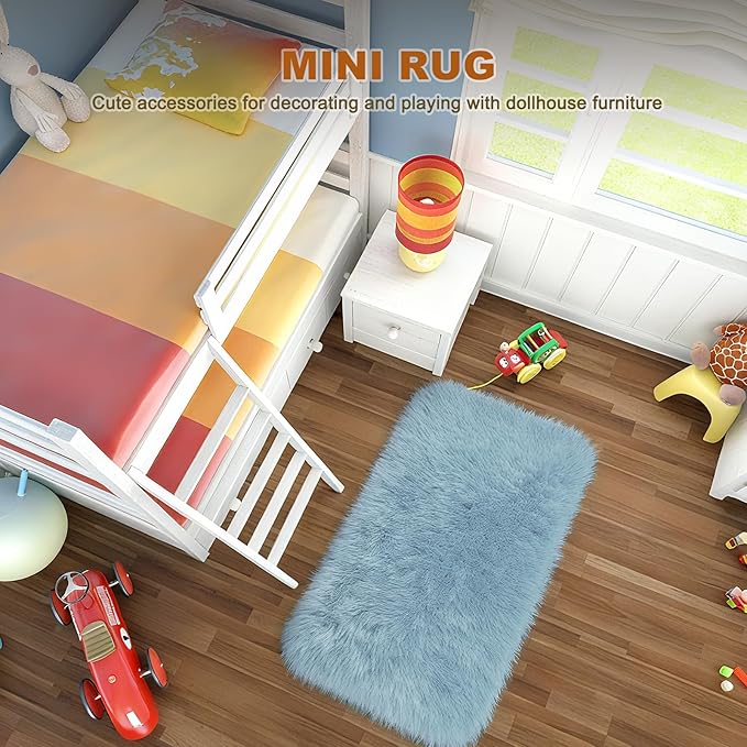 uxcell 3Pcs Dollhouse Miniature Carpet, 1:12 Fluffy Doll House Rugs Prop Small House Accessories for Doll House Furniture Decor Play, Pink Oval