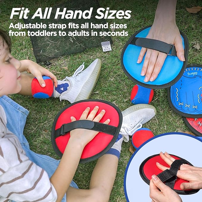 Liberry Toddler Baseball Glove and Ball Set for Boys Girls 3–12, Toss and Grab Sticky Ball Game with Adjustable Mitts, Kids Sports Toy Gift for Outdoor Indoor Family Play